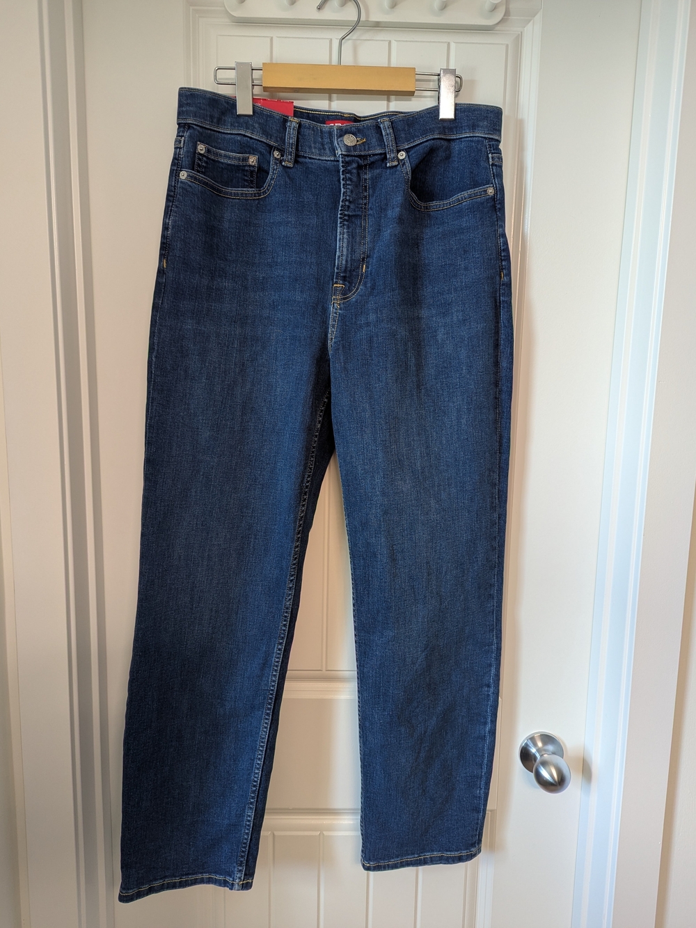 SPANX Sculpt Redefine Straight-Leg Jeans in Dark Blue Denim Size 14